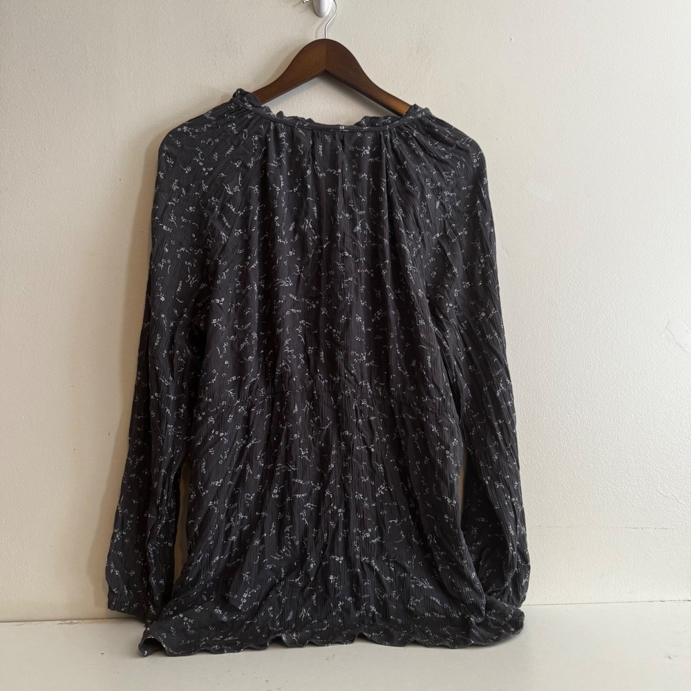 Sonoma Women's Sz L Maternity Grey Floral Blouse Cottagecore Peasant Fall Boho - Picture 4 of 5